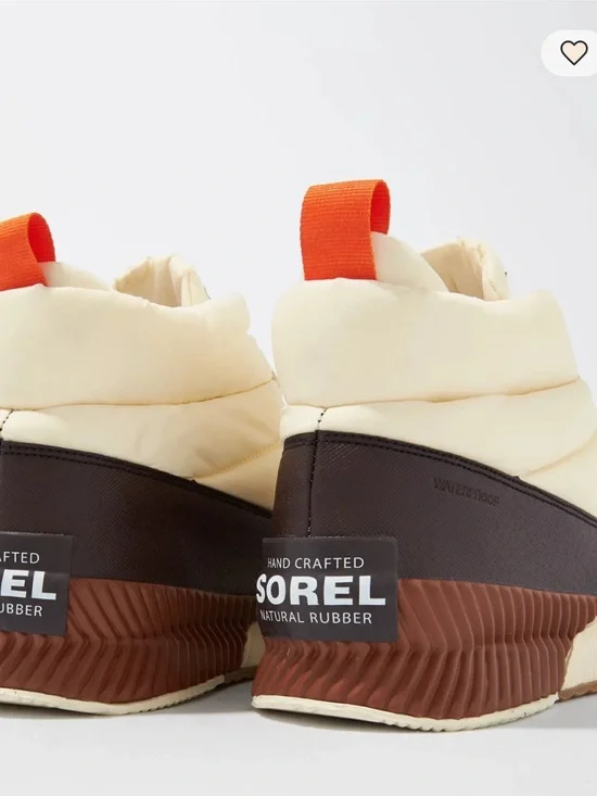 SOREL OUT N ABOUT III PUFFY ZIP WATERPROOF BOOTS IN CHALK 8.5 - Picture 4 of 11